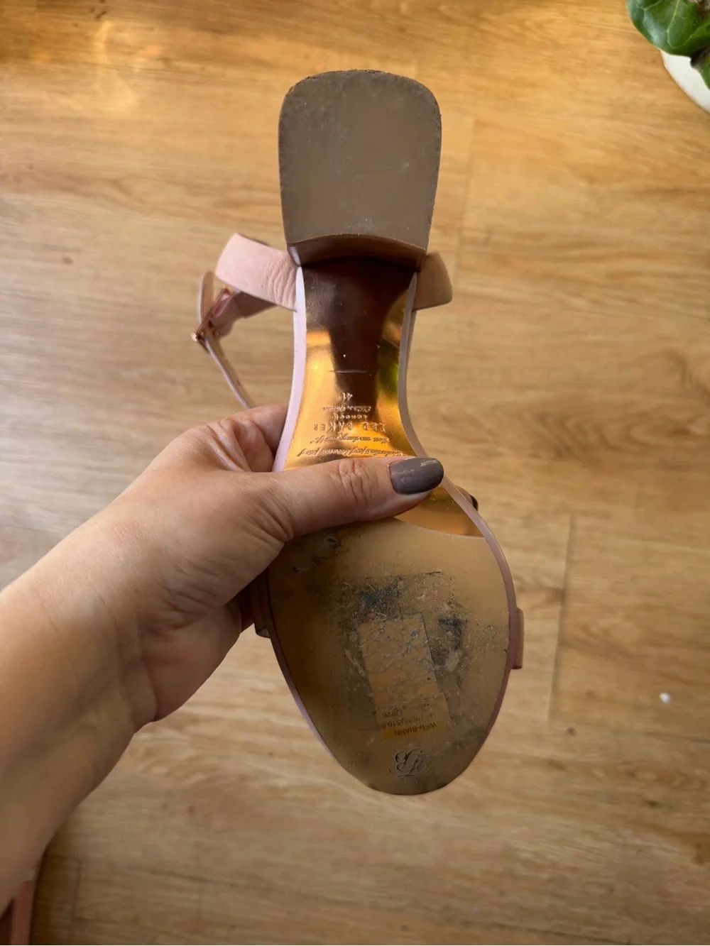 Ted Baker Brown Leather Block Heel Ankle-Strap Sandal